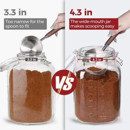 Glass Jars with Airtight Lids 0.6 Gallon 2 Pack Kitchen Canisters