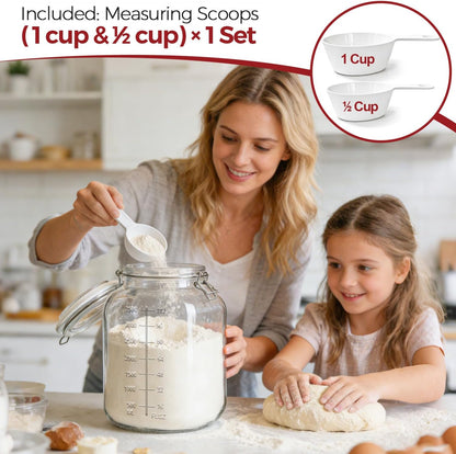 Glass Jars with Airtight Lids 0.6 Gallon 2 Pack Kitchen Canisters