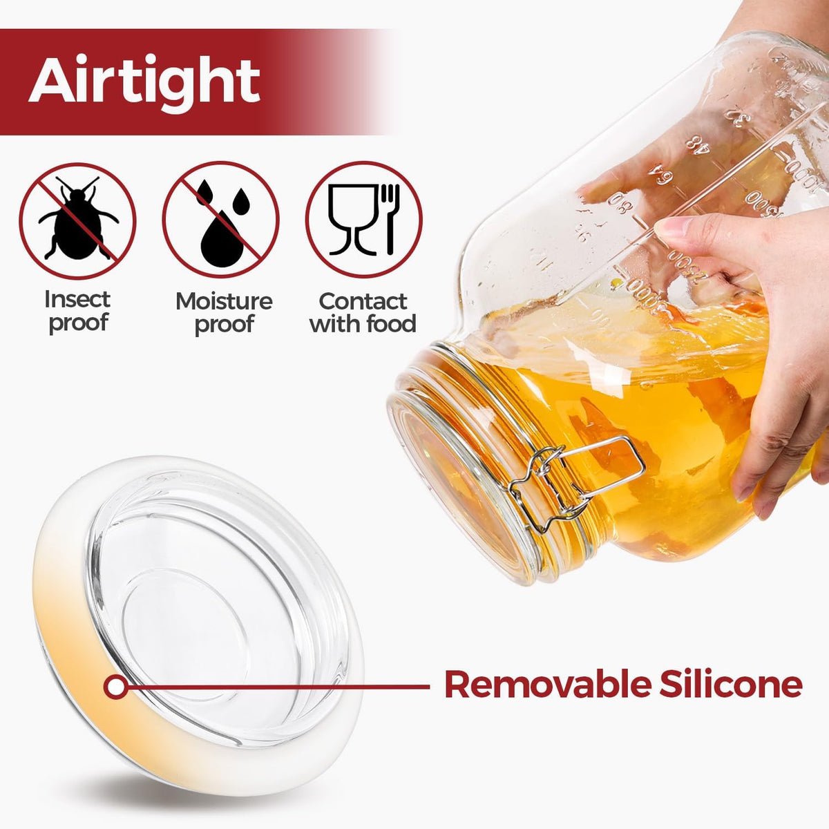 Glass Jars with Airtight Lids 0.6 Gallon 2 Pack Kitchen Canisters