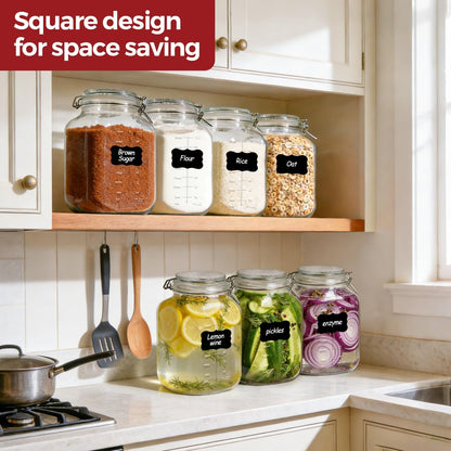 Glass Jars with Airtight Lids 0.6 Gallon 2 Pack Kitchen Canisters