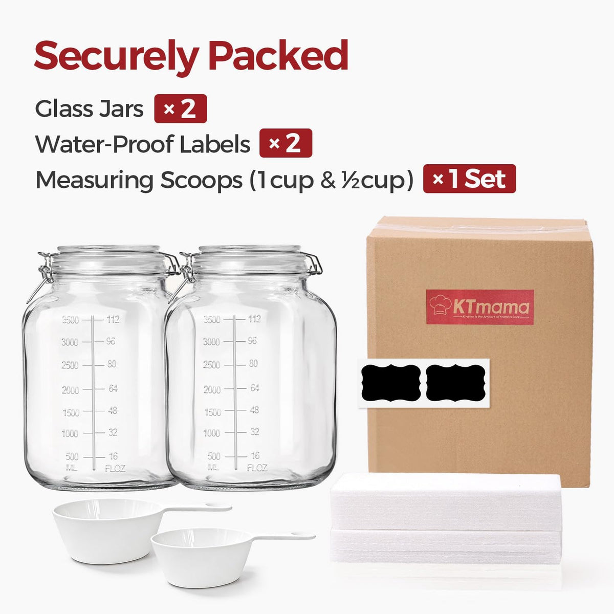 Glass Jars with Airtight Lids 0.6 Gallon 2 Pack Kitchen Canisters