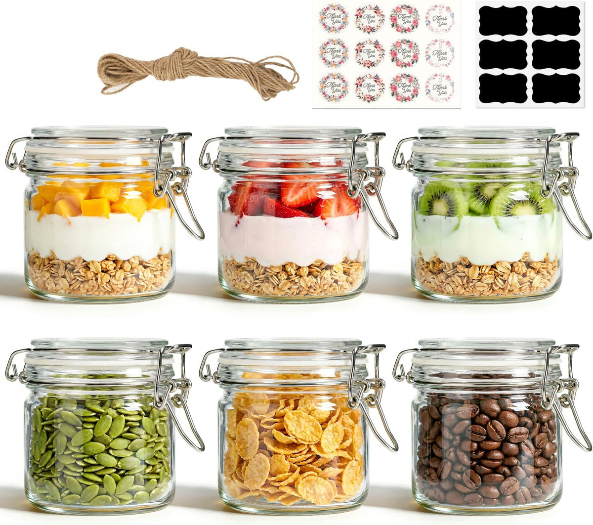 Glass Jars with Airtight Lids 0.6 Gallon 2 Pack Kitchen Canisters