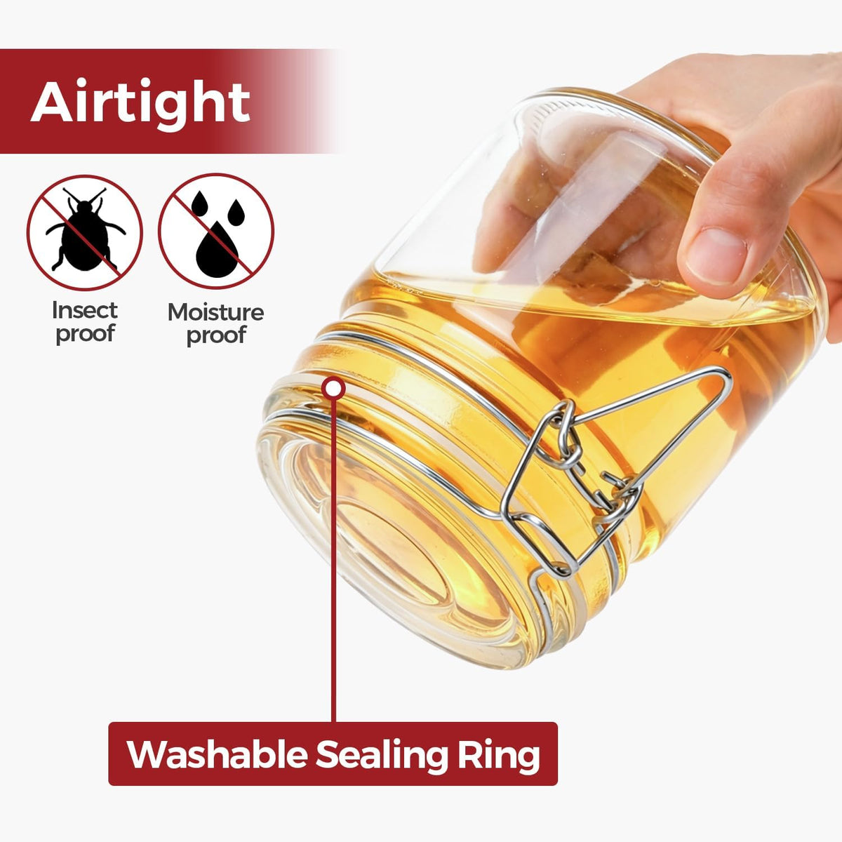 Glass Jars with Airtight Lids 0.6 Gallon 2 Pack Kitchen Canisters