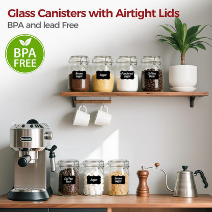 Glass Jars with Airtight Lids 0.6 Gallon 2 Pack Kitchen Canisters