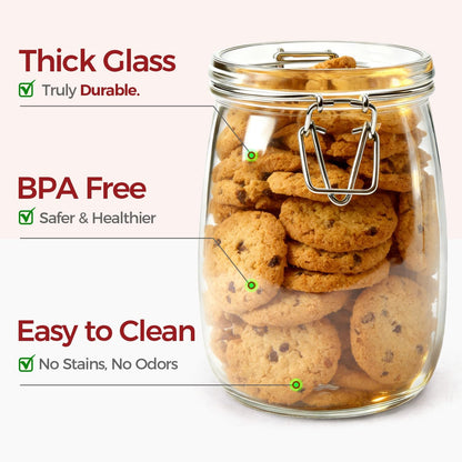 Glass Jars with Airtight Lids 0.6 Gallon 2 Pack Kitchen Canisters