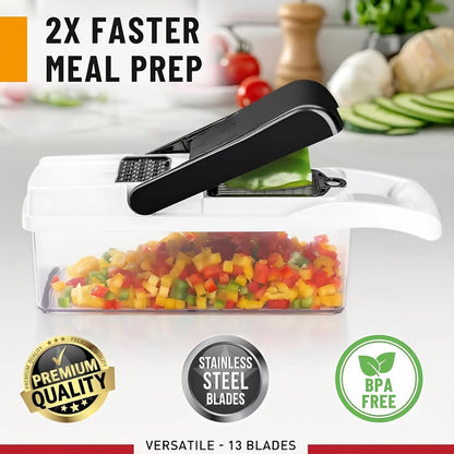25-in-1 Vegetable Chopper with Container, Stainless Steel Blades