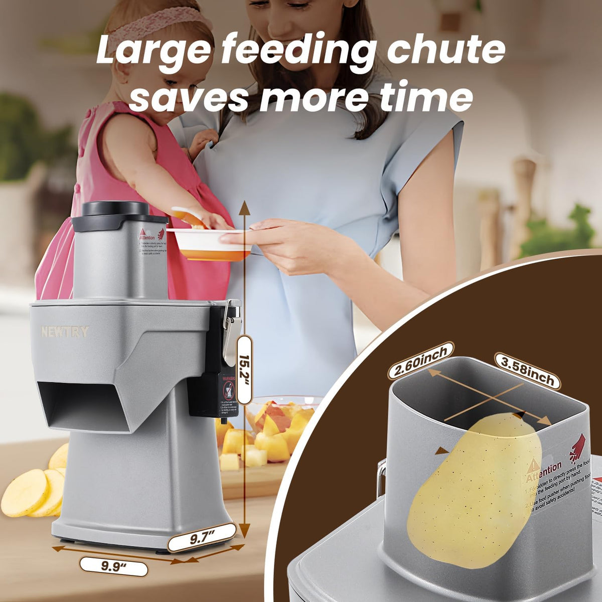 4-in-1 Electric Veggie Dicer Shredder Slicer,110V 200W | Multifunctional Food Chopper For Veggies & Fruits, Commercial Grade, Stainless Steel, Easy To Clean