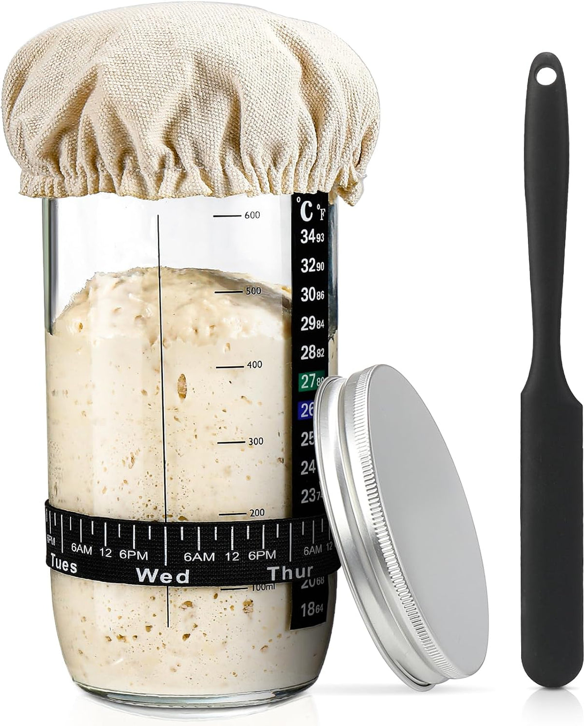 Sourdough Starter Jar Glass 24oz, Sourdough Starter Kit for Homemade Bread