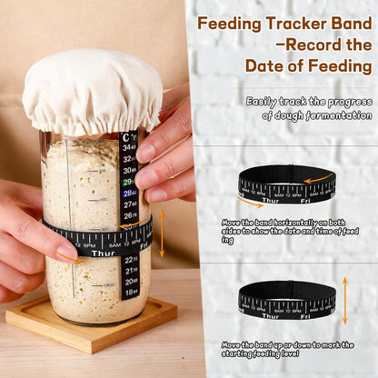 Sourdough Starter Jar Glass 24oz, Sourdough Starter Kit for Homemade Bread