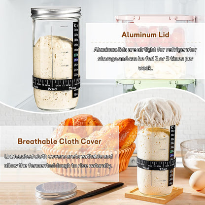 Sourdough Starter Jar Glass 24oz, Sourdough Starter Kit for Homemade Bread