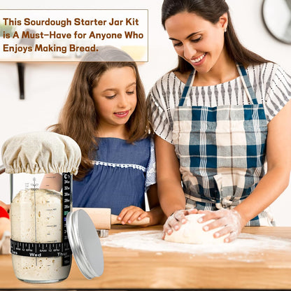 Sourdough Starter Jar Glass 24oz, Sourdough Starter Kit for Homemade Bread