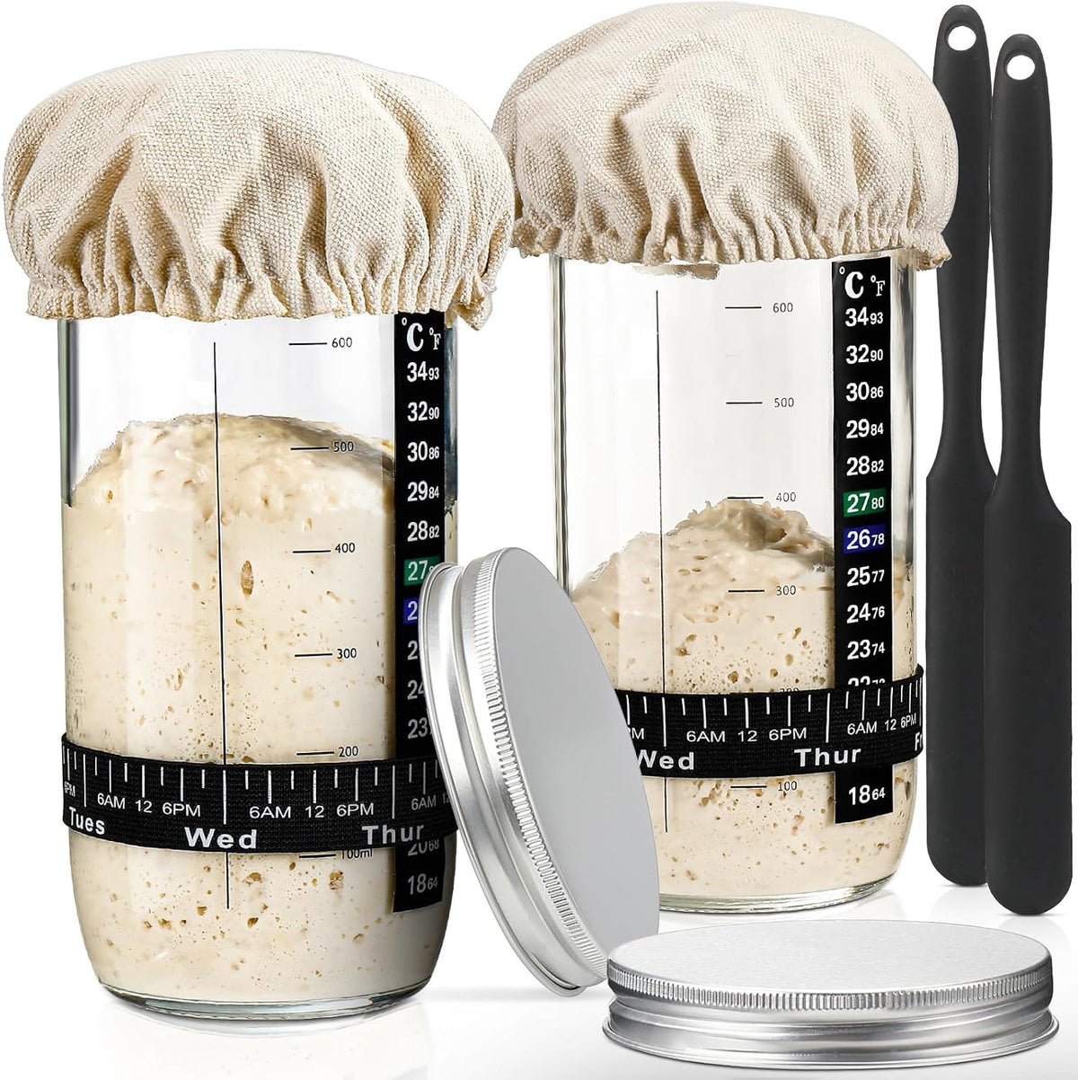 Sourdough Starter Jar Glass 24oz, Sourdough Starter Kit for Homemade Bread