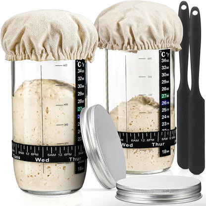 Sourdough Starter Jar Glass 24oz, Sourdough Starter Kit for Homemade Bread