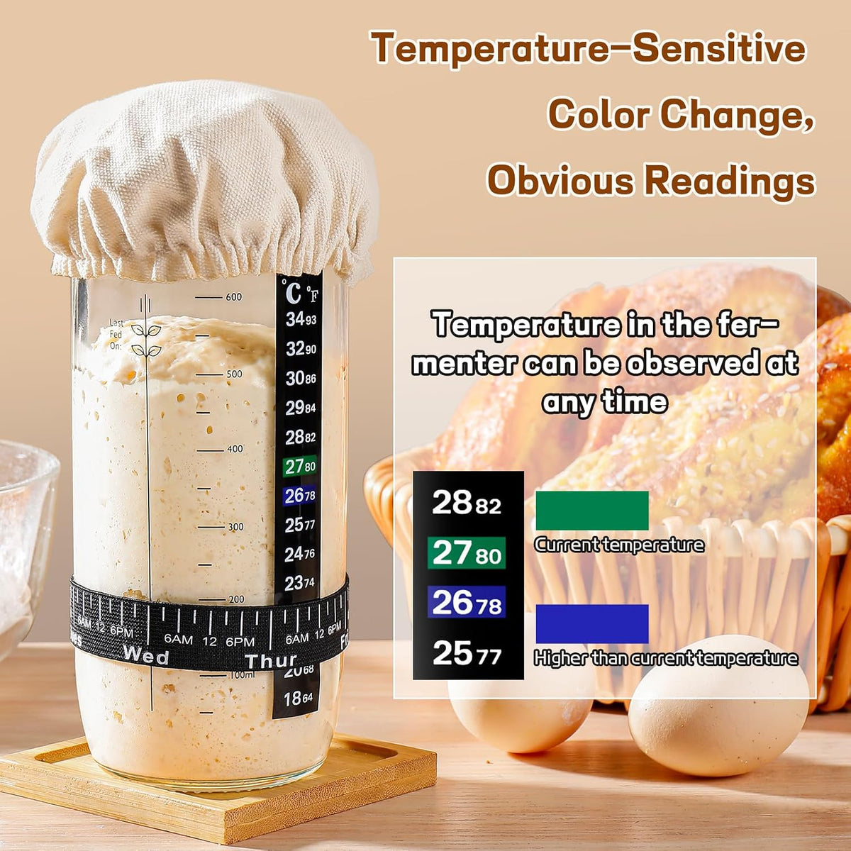 Sourdough Starter Jar Glass 24oz, Sourdough Starter Kit for Homemade Bread