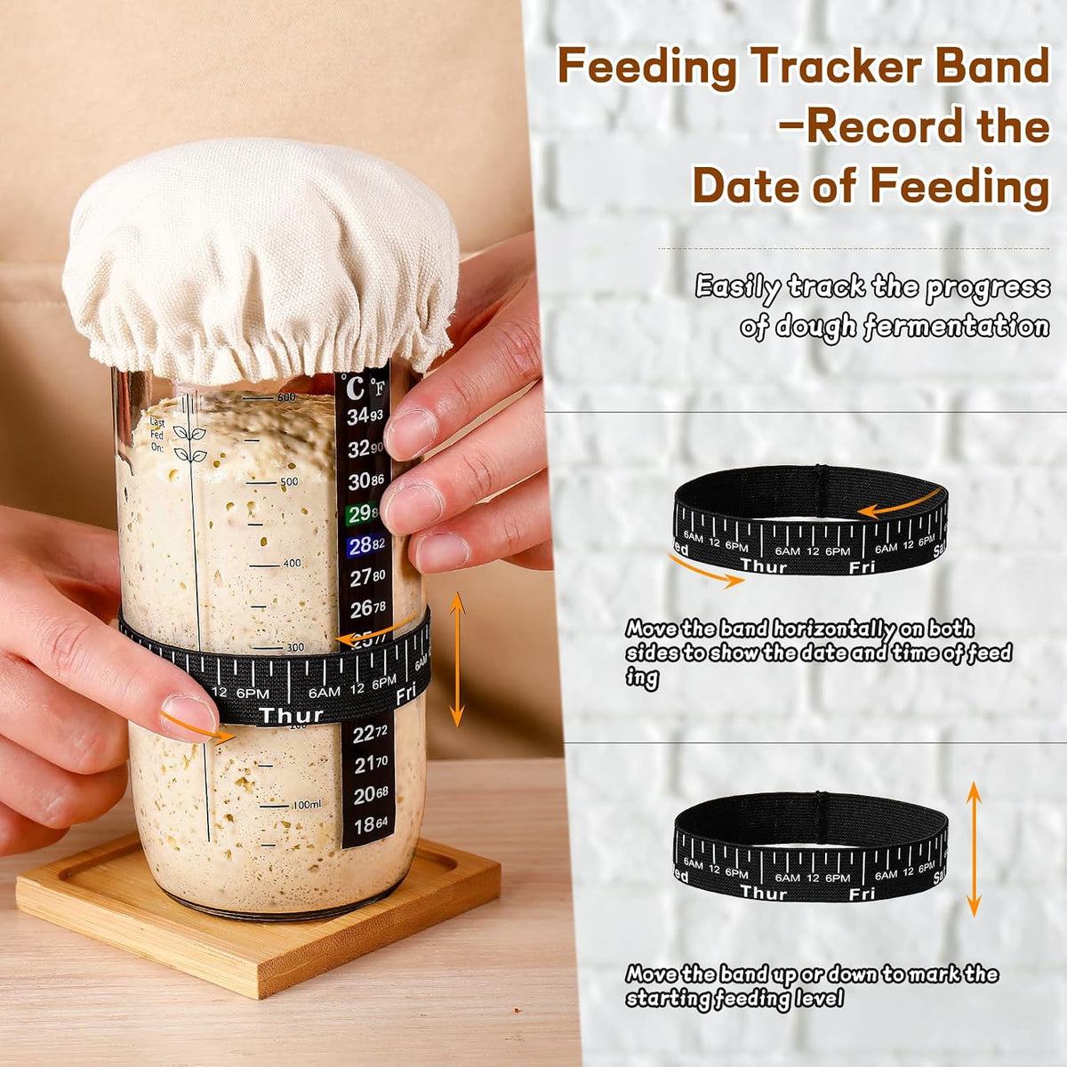 Sourdough Starter Jar Glass 24oz, Sourdough Starter Kit for Homemade Bread