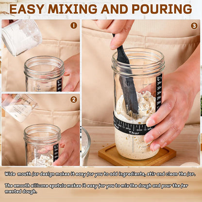 Sourdough Starter Jar Glass 24oz, Sourdough Starter Kit for Homemade Bread