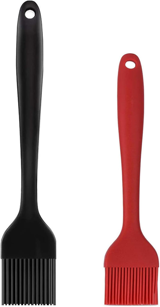 Silicone Basting Pastry Brush Set 2 Pack | Heat Resistant Spread Oil Butter Sauce for BBQ Grill Barbeque Kitchen Baking Cooking Pastries, 1 Large & 1 Small
