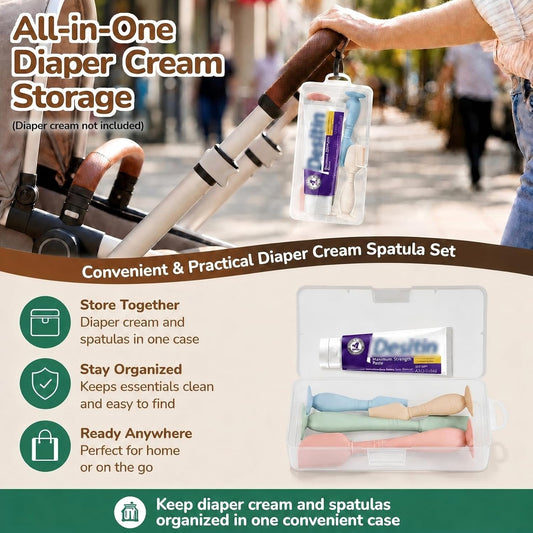 4-Pack Diaper Cream Spatula with Case, Soft Diaper Rash Cream Applicator