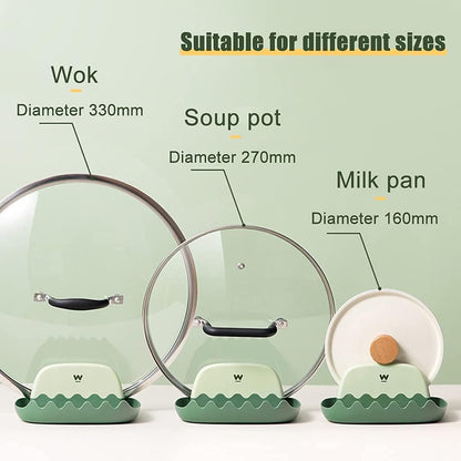 2 Pack Lid and Spoon Rest for Kitchen Counter, Cooking Ladle/Spatula/Spoon Holder for Stove Top, Utensil Rest with Pot Lid Holder for Countertop, Kitchen Gadget Rack, Christmas Cooking Accessories
