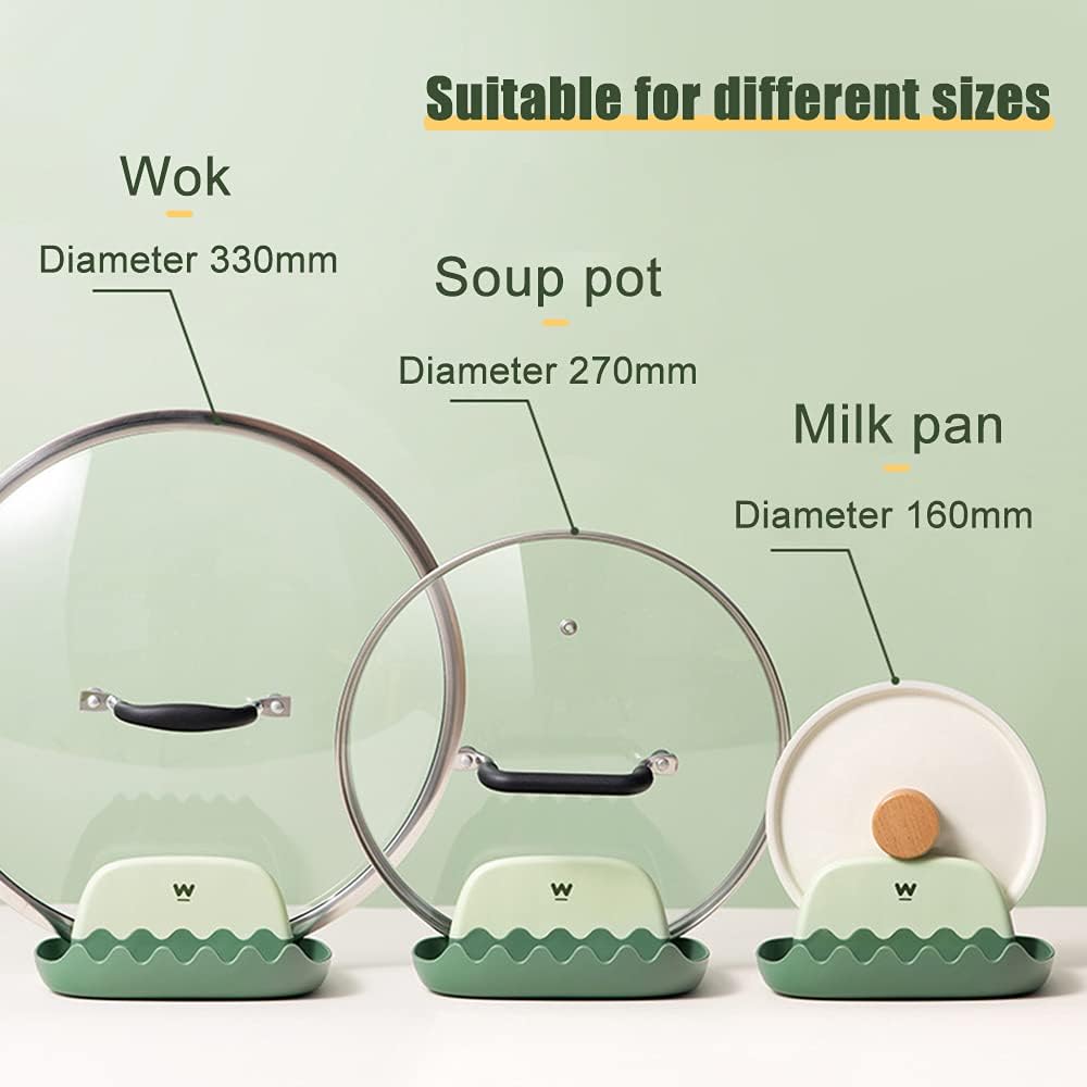 2 Pack Lid and Spoon Rest for Kitchen Counter, Cooking Ladle/Spatula/Spoon Holder for Stove Top, Utensil Rest with Pot Lid Holder for Countertop, Kitchen Gadget Rack, Christmas Cooking Accessories