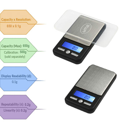 Digital Pocket Scale AC Series 1200g x 0.1g | High Precision 0.1g Accuracy Mini Gram Scale for Kitchen, Lab, Jewelry, Coin Scale, Small Digital Gram Scale Portable Travel Scale