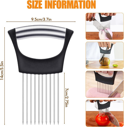 Onion Holder for Slicing - Stainless Steel Onion Slicer & Vegetable Holder Cutting Tool for Onions, Tomatoes, Avocados, Eggs, Lemon, Potatos | Multi-Use Kitchen Utensil