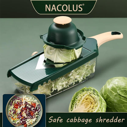 Adjustable Mandoline Slicer for Kitchen - Ultra Sharp V-Blade with Container, Julienning Slicer for Potatoes, Apples, Onions, Tomatoes