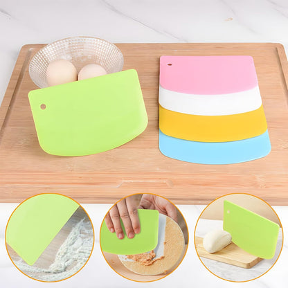 7PCS Dough Scraper, Plastic Bench Bowl Scraper for Baking, Cake, Bread