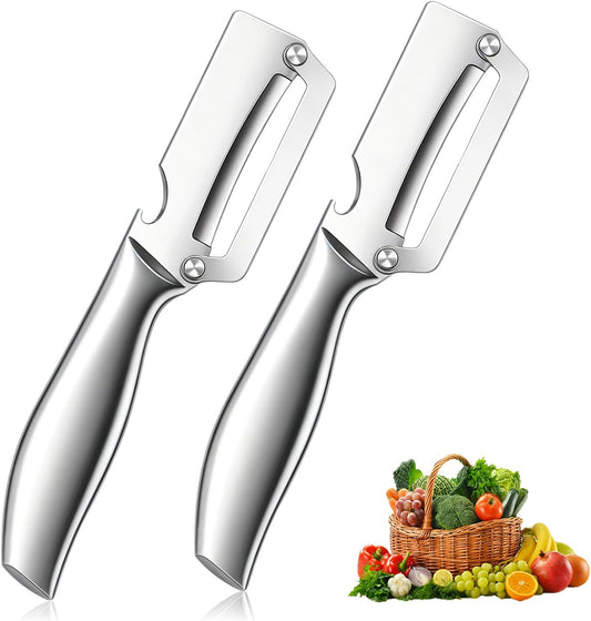 2pcs Multi-Functional Vegetable Peeler for Kitchen,2-In-1 Stainless Steel Kitchen Tool for,stainless steel sharp blade with bottle opener,Suitable for fruits and vegetables