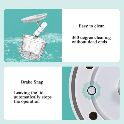 1.5 CUP Garlic Chopper,Electric Mini Food Processor,Portable Veggie Chopper | 350 ML Garlic Grinder Masher Onion Chopper, Blender to Vegetable, Kitchen Utensils for Ginger, Chili, Fruit, Meat, Spices