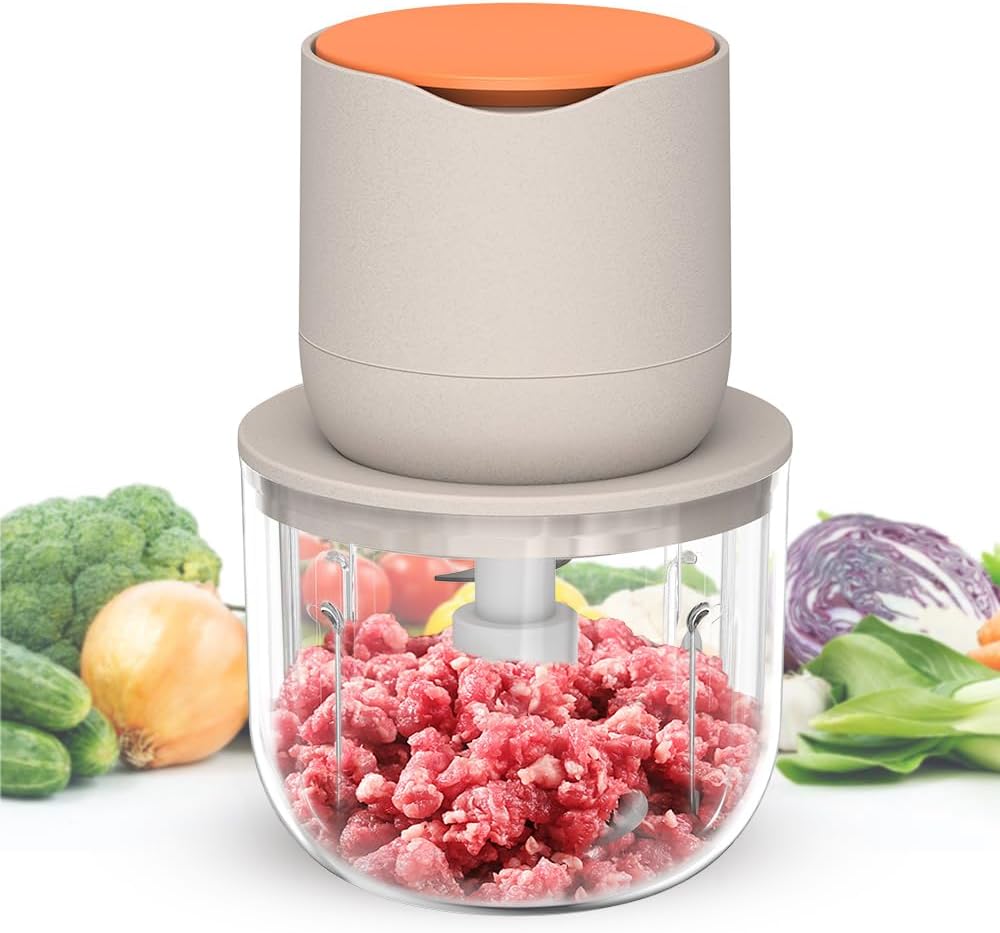 1.5 CUP Garlic Chopper,Electric Mini Food Processor,Portable Veggie Chopper | 350 ML Garlic Grinder Masher Onion Chopper, Blender to Vegetable, Kitchen Utensils for Ginger, Chili, Fruit, Meat, Spices