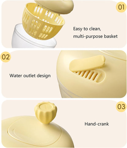 Salad Spinner, Fruit Washer and Lettuce Spinner, Vegetable & Fruit Salad Washing Bowl with Strainer, for Salad Greens, Lettuce, Fruits, Vegetables