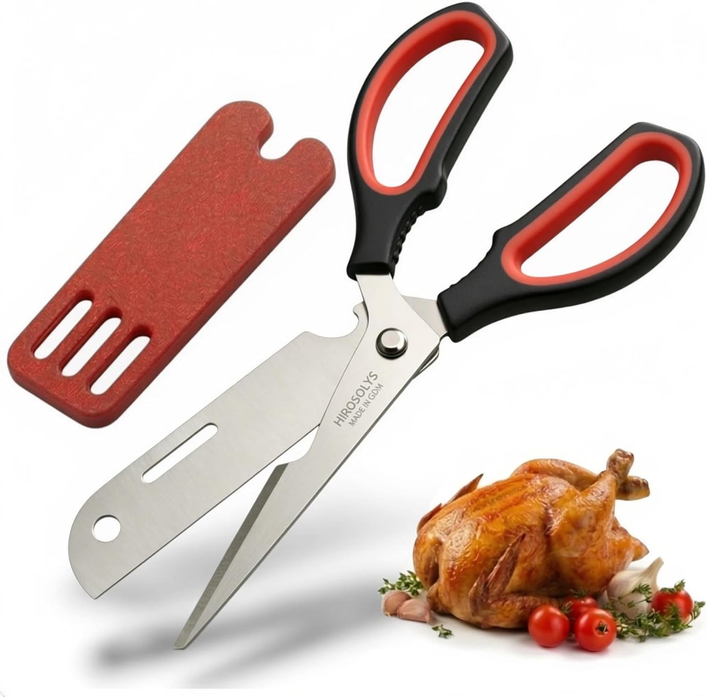 Kitchen Shears Heavy Duty, Detachable Stainless Steel Kitchen Scissors with Non-Slip Grip & Bottle Opener, All Purpose Poultry Shears for Chicken, Meat, Bone, Fish, BBQ & Herbs