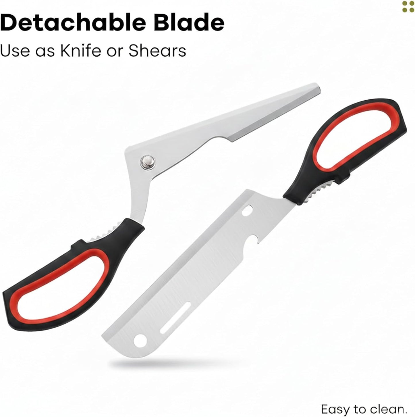 Kitchen Shears Heavy Duty, Detachable Stainless Steel Kitchen Scissors with Non-Slip Grip & Bottle Opener, All Purpose Poultry Shears for Chicken, Meat, Bone, Fish, BBQ & Herbs