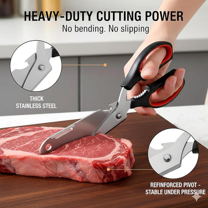 Kitchen Shears Heavy Duty, Detachable Stainless Steel Kitchen Scissors with Non-Slip Grip & Bottle Opener, All Purpose Poultry Shears for Chicken, Meat, Bone, Fish, BBQ & Herbs