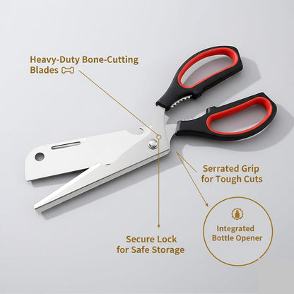 Kitchen Shears Heavy Duty, Detachable Stainless Steel Kitchen Scissors with Non-Slip Grip & Bottle Opener, All Purpose Poultry Shears for Chicken, Meat, Bone, Fish, BBQ & Herbs
