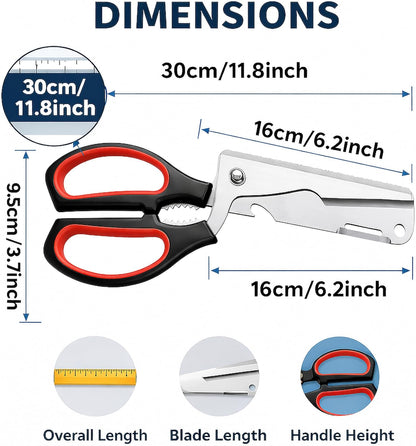 Kitchen Shears Heavy Duty, Detachable Stainless Steel Kitchen Scissors with Non-Slip Grip & Bottle Opener, All Purpose Poultry Shears for Chicken, Meat, Bone, Fish, BBQ & Herbs
