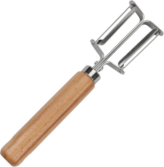 Vegetable Peeler, Stainless Steel Dual Blade Potato Peeler with Beech Wood Handle, Fruit Peeler for Carrot, Apple, Potato, Kitchen Peeler Tool for Vegetable and Fruit
