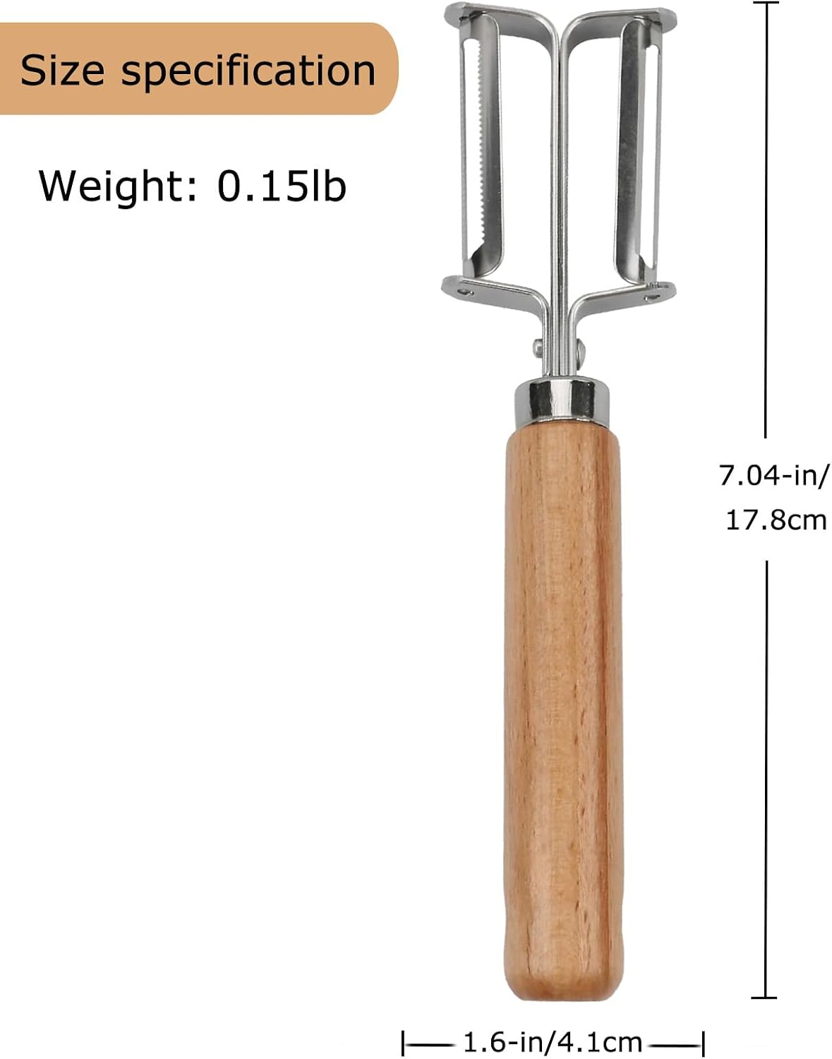 Vegetable Peeler, Stainless Steel Dual Blade Potato Peeler with Beech Wood Handle, Fruit Peeler for Carrot, Apple, Potato, Kitchen Peeler Tool for Vegetable and Fruit