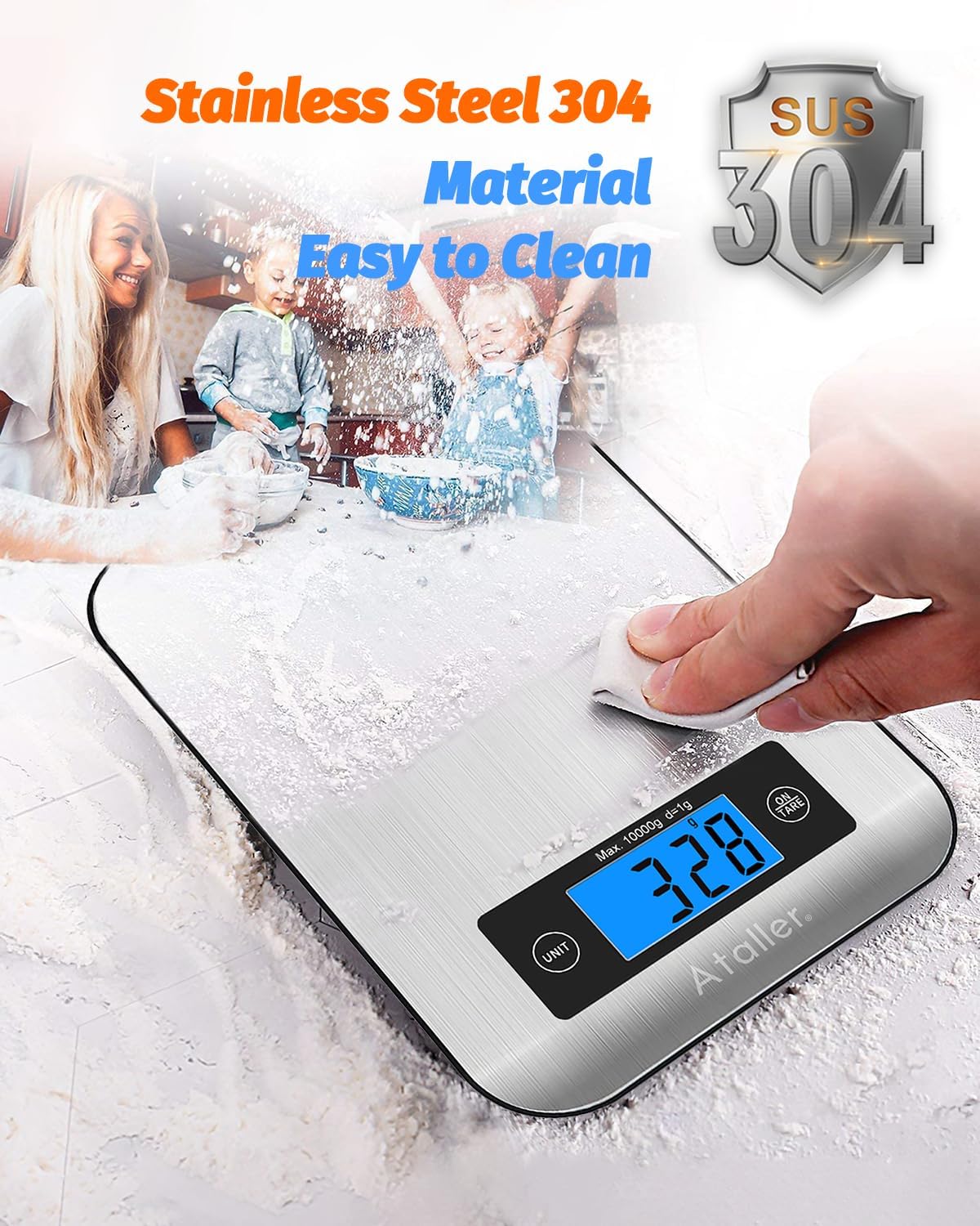 Smart Food Scales, 1g Resolution Max 5kg 11Ibs, Stainless Steel