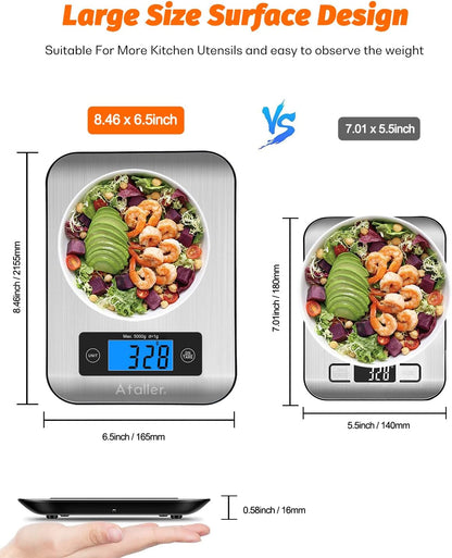 Smart Food Scales, 1g Resolution Max 5kg 11Ibs, Stainless Steel