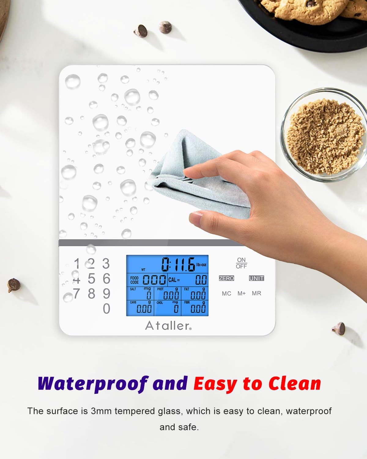 Smart Food Scales, 1g Resolution Max 5kg 11Ibs, Stainless Steel