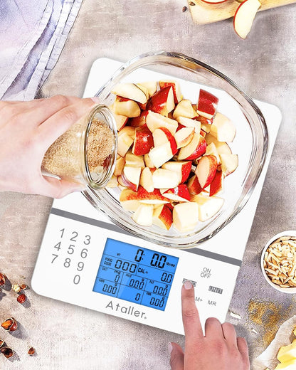 Smart Food Scales, 1g Resolution Max 5kg 11Ibs, Stainless Steel