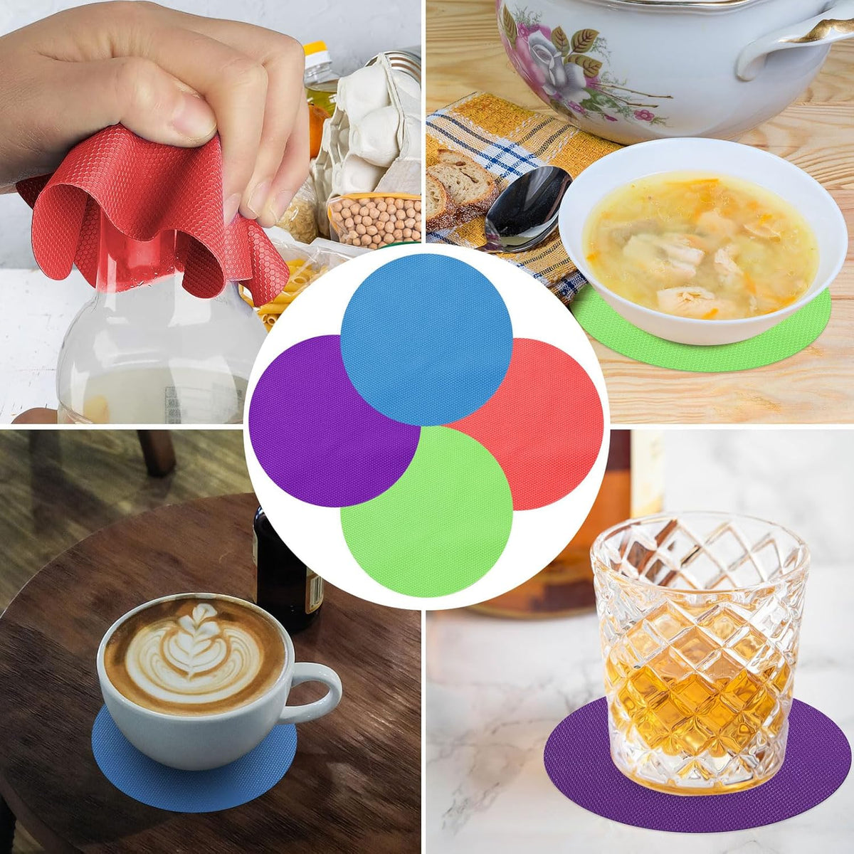 Rubber Jar Opener, 4PCS Jar Opener Gripper Pad for Weak Hands