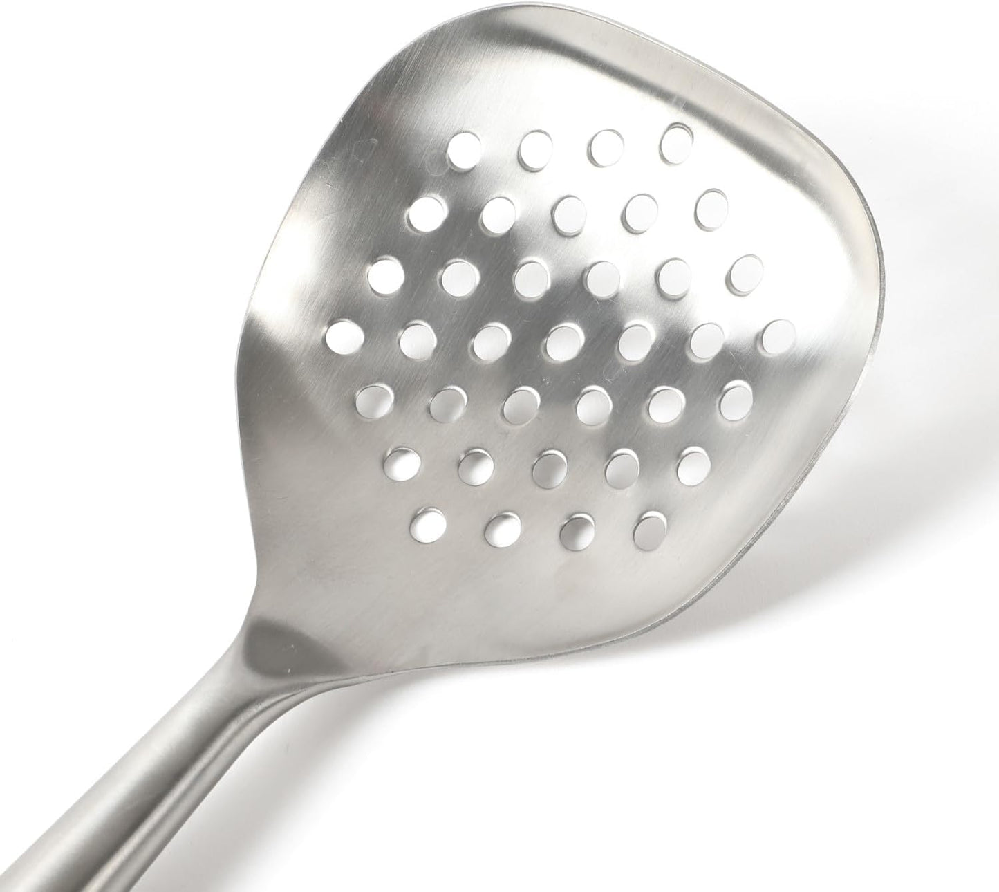Edge Stainless Steel Slotted Spoon/Skimmer, Kitchen Strainer Spoon, Skimmer with Silicone Heat Resistance Handle, Slotted Cooking Tool for Draining and Skimming (Blue)
