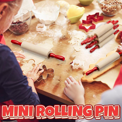 7.5 Inch Mini Wooden Rolling Pins (6-Pack) Kids Play Dough Rolling Pin Set