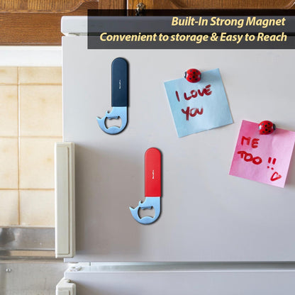 Magnetic 2-IN-1 Ring-Pull Can Opener, Beer Bottle Opener, Manual Can Opener Easy for Seniors, Pet Food, Cat Cans, Beer, Gadgets for People with Arthritis, kitchen gadgets, 2-Pack
