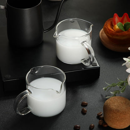 2 Pcs 8oz/250ml Espresso Cups, Glass Measuring Cups with Double Spouts & Handle, Scale Espresso Shot Glass Milk Frothing Cup Coffee Accessories for Machines, Milk Frother, and Bars