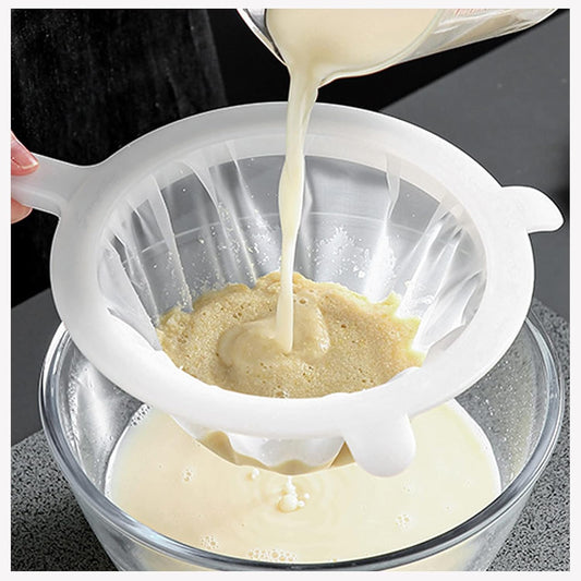 Kitchen Ultra-Fine Nylon Mesh Strainer Food Yogurt Mesh Sieve Plastic Mesh Colander with Handle Mini Brine Shrimp Separation Net for Filtering Juice Juice Milk Honey (400Mesh)