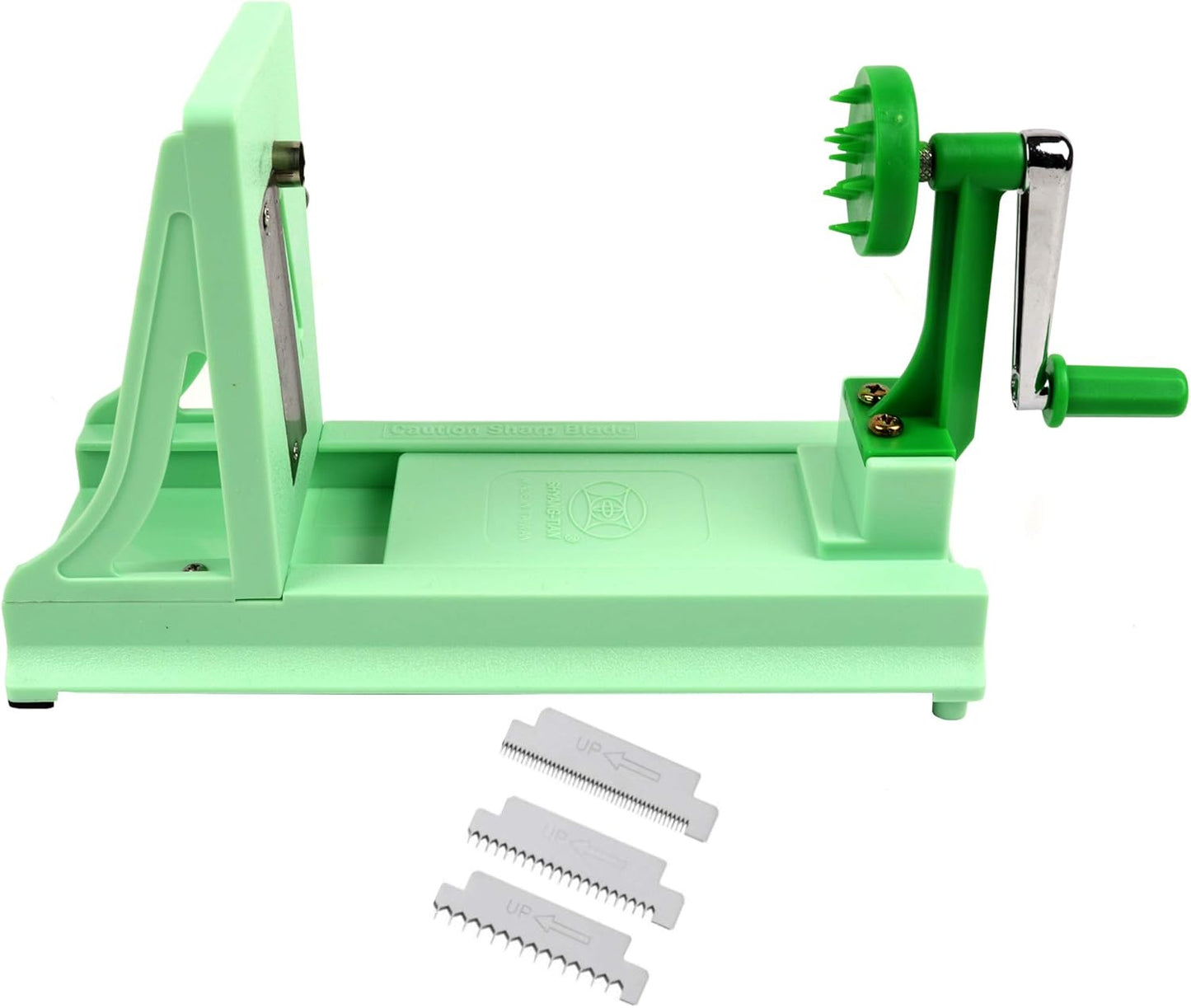 Vegetable Spiralizer with 4 Blades Straight and Serrated | Includes 1 straight-edged and 3 serrated blades. Spiralizes zucchini, squash, and butternut squash into fresh veggie noodles.